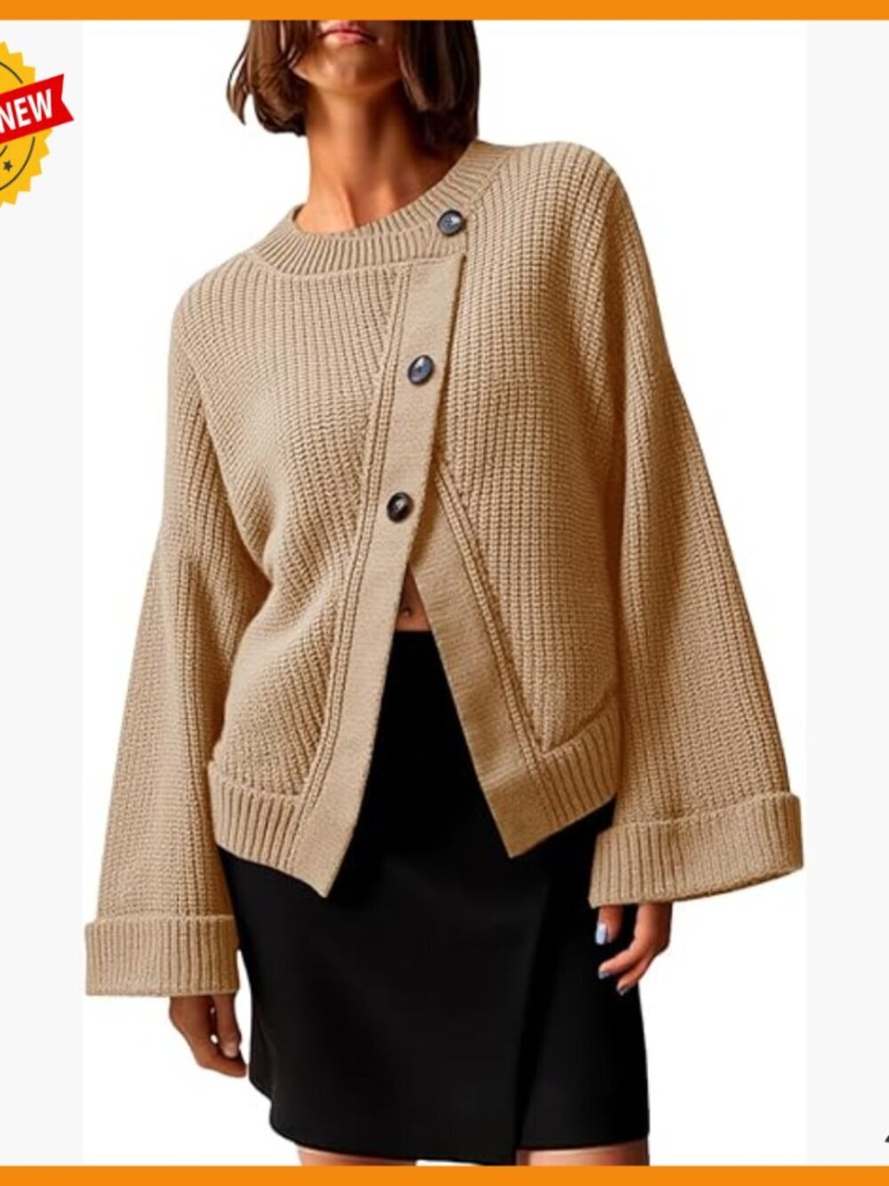 Oversized Button Down Cardigan Sweater Long Sleeve Open Front Knit